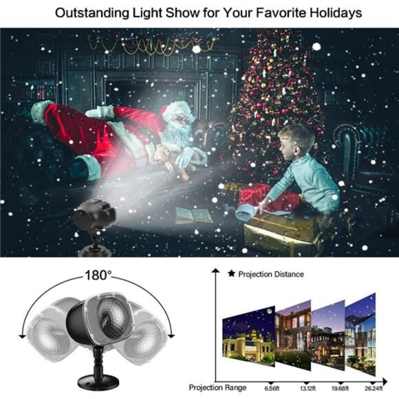 Christmas Snowfall Projector Lights, Indoor Outdoor Holiday Lights with Remote - Picture 4 of 7